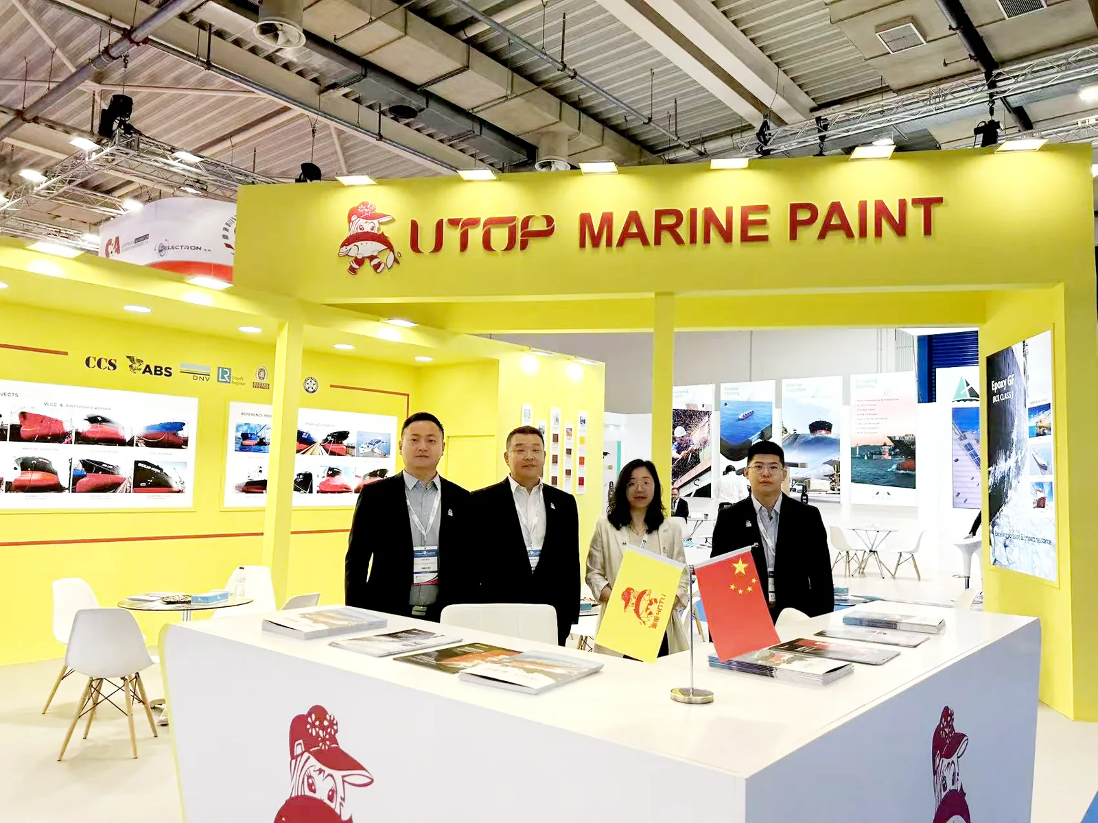 UTOP Marine Paint team at its Posidonia 2026 exhibition stand in Athens